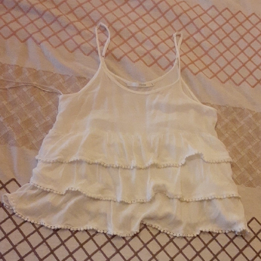 Have White Ruffle Tank Top